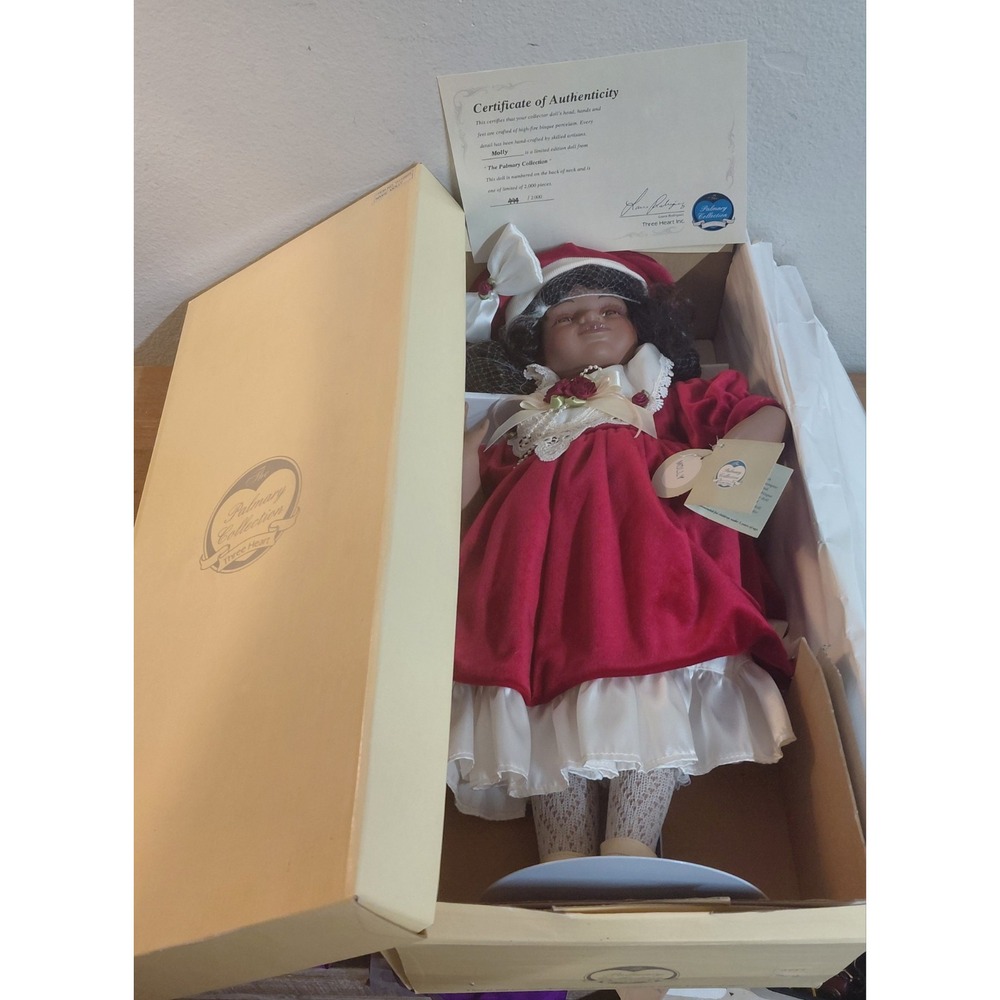 Palmary Collection MOLLY Porcelain Doll African American Three Heart 19" COA NIB